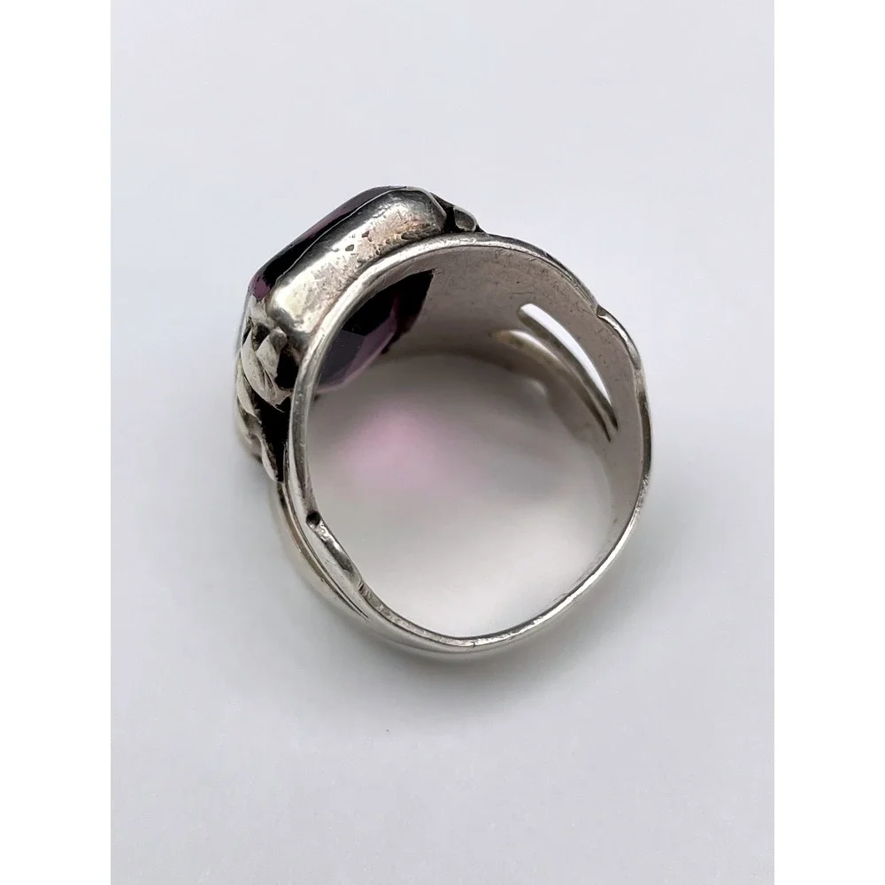 Sterling Silver‎ Purple Stone Floral Ring Large Statement
